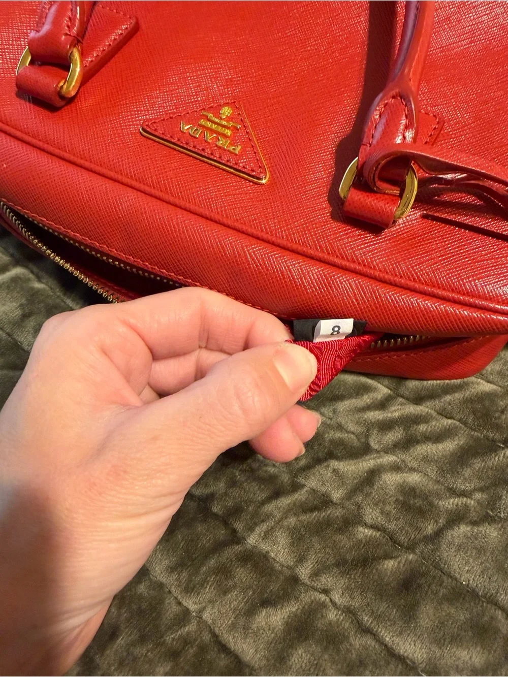 Prada Red Saffiano Leather Satchel with Gold Hardware - Picture 4 of 12